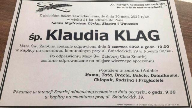 Zdjęcie tytułowe klaudia_klagf415ab66-26ce-4279-954b-4e97963a97bc.jpg w newsie Zmarła Klaudia Klag