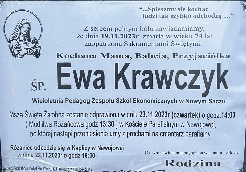 Zdjęcie tytułowe sp-ewa-krawczyka841d066-2084-4563-a4bc-4b1fbb7eb05a.jpg w newsie Zmarła Pani Ewa Krawczyk